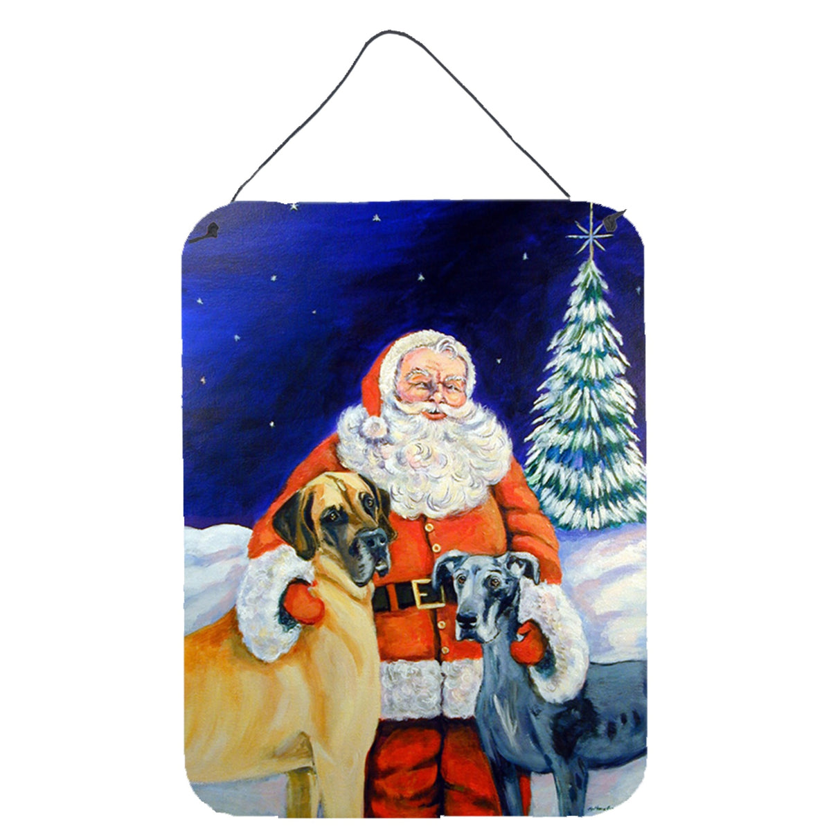 CarolineS Treasures Santa Claus With Great Dane Aluminium Metal Wall Or Door Hanging Prints, 16 Inch  Inch  X 12 Inch  Inch , Multicolor