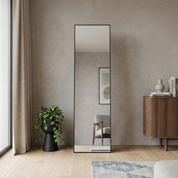 55 Black Aluminum Freestanding And Wall Mounted Framed Full Length Mirror