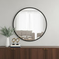 24 Black Aluminum Round Framed Accent Mirror