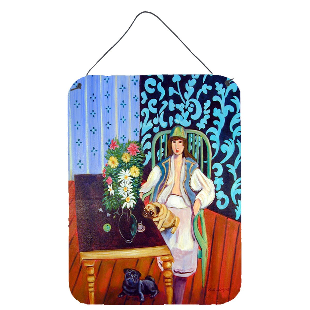 CarolineS Treasures 7265Ds1216 Lady With Her Pug Aluminium Metal Wall Or Door Hanging Prints, 16 Inch  Inch  X 12 Inch  Inch , Multicolor
