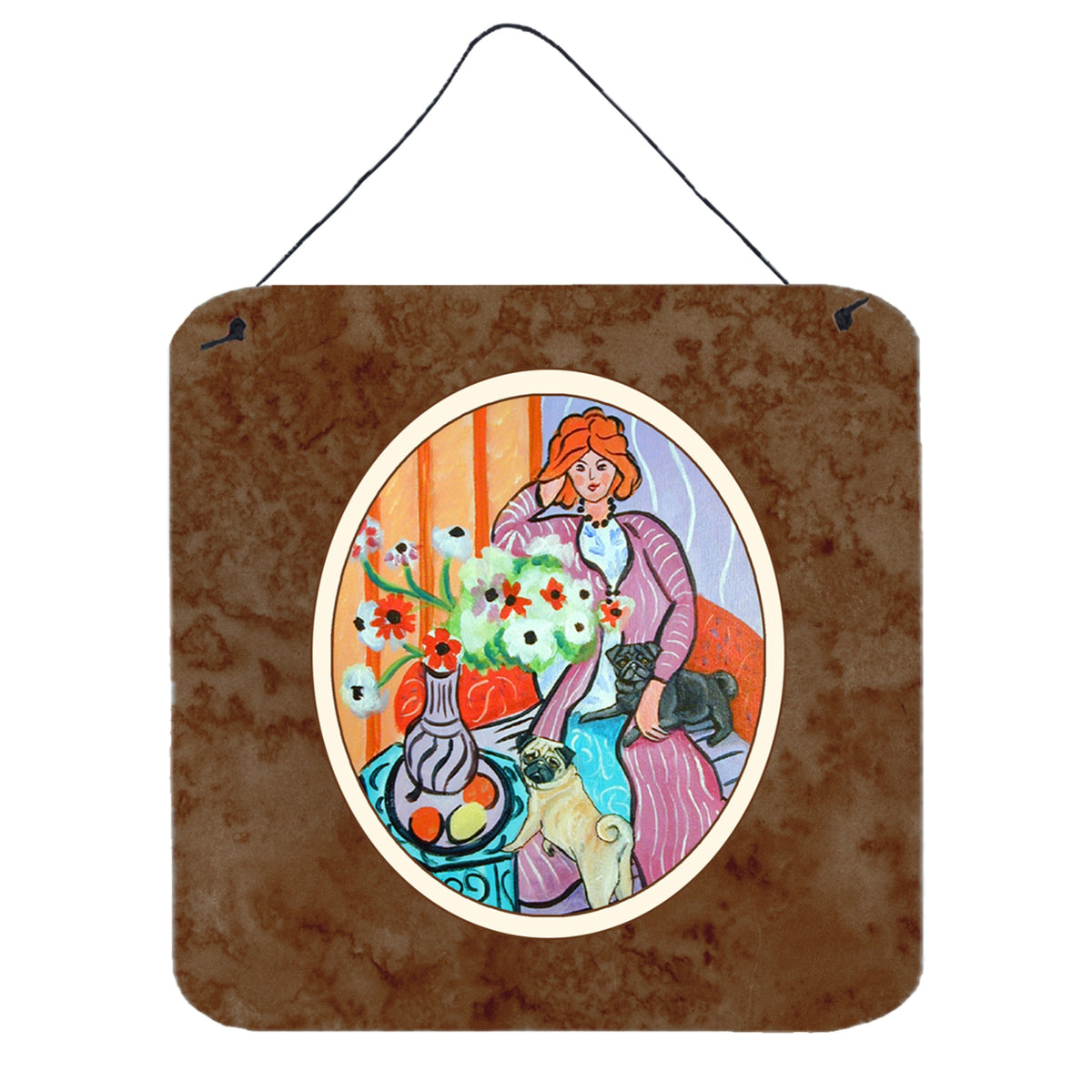 CarolineS Treasures Lady With Her Pug Wall Or Door Hanging Prints 7266Ds66, 6Hx6W, Multicolor