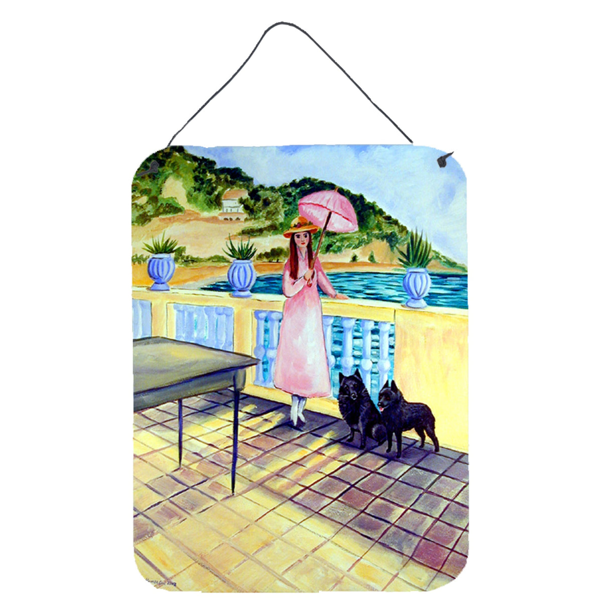 CarolineS Treasures Lady With Her Schipperke Aluminium Metal Door Hanging Prints Walldecor, 16 Inch  Inch  X 12 Inch  Inch , Multicolor