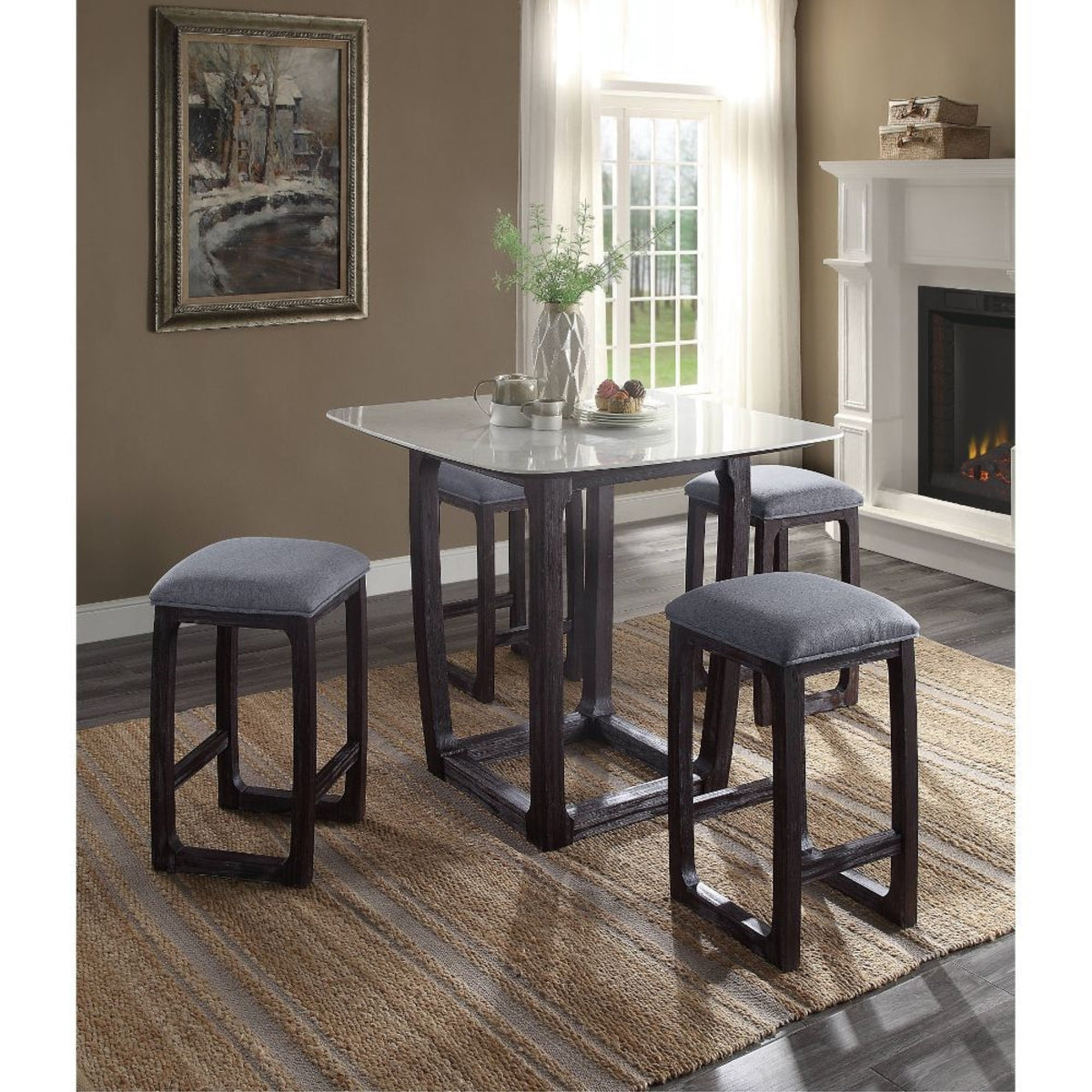 Ergode Counter Height Stool (1Pc) Fabric & Weathered Espresso