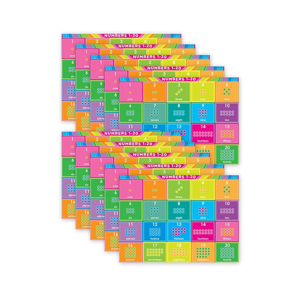 Smart Poly PosterMat Pals Space Savers, 13 x 9-1/2, Numbers 1-20, Pack of 10