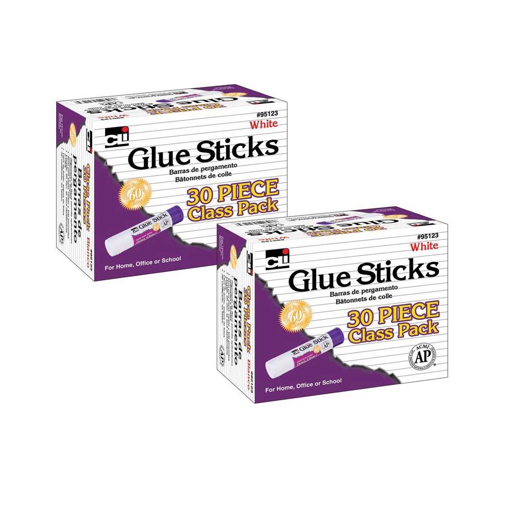 Glue Stick Classpack, .28 oz., White, 30 Per Pack, 2 Packs