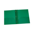 Green Poly Two Pocket Portfolio with Prongs, Pack of 25