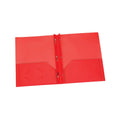 Red Poly Two Pocket Portfolio with Prongs, Pack of 25