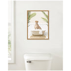 Sylvie Cheetah in Palms Bath Framed Canvas by Amy Peterson