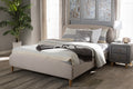 Baxton Studio Mia Midcentury Light Beige Fabric Upholstered Queen Size Platform Bed