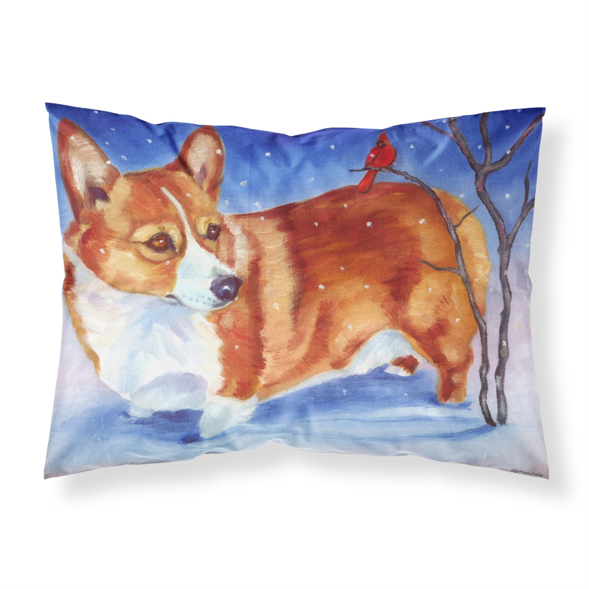 'Caroline'S Treasures Corgi Cardinal Buddy Fabric Standard Pillowcase 7411Pillowcase, Multicolor'