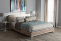 Baxton Studio Adelia Midcentury Light Beige Whitewash Queen Size Platform Bed