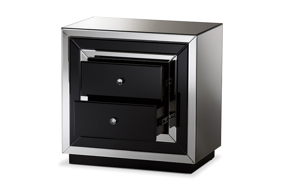 Baxton Studio Cecilia Hollywood Regency Glamour Style Mirrored 2Drawer End Table