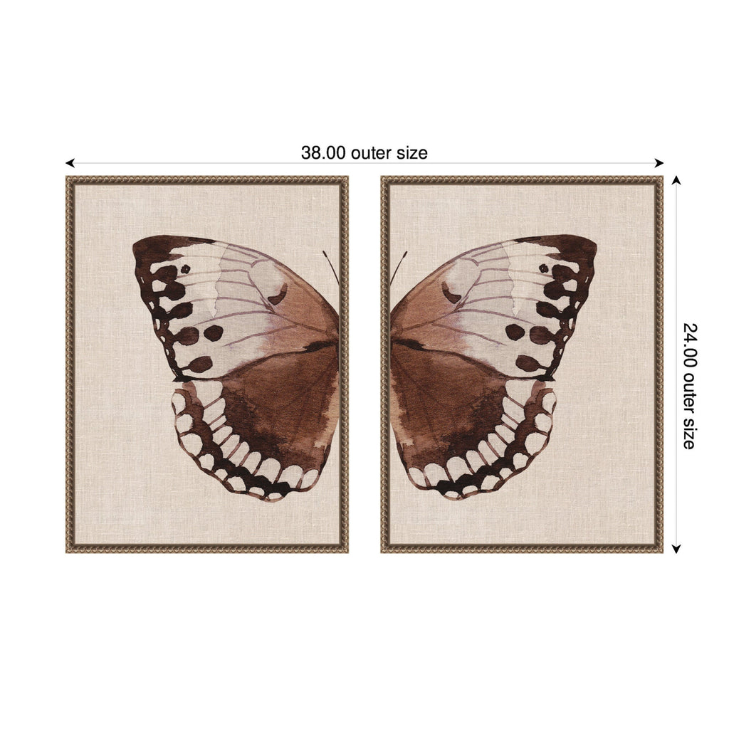 Sylvie Retro Butterfly Watercolor - 2 Piece Framed Canvas Art Set by The Creative Bunch Studio