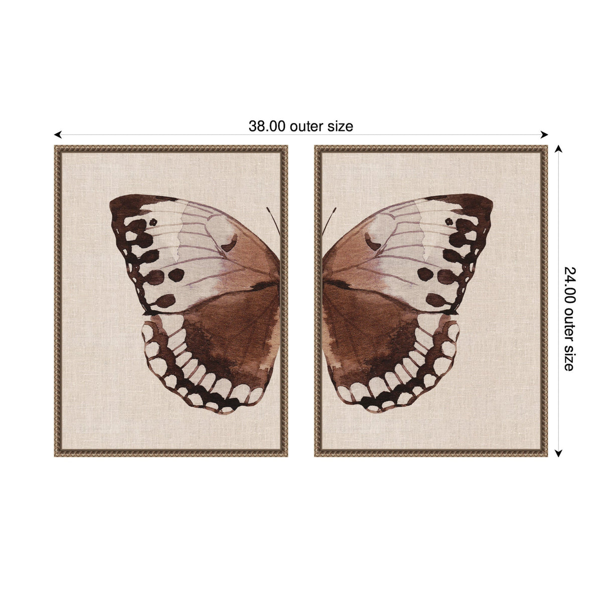 Sylvie Retro Butterfly Watercolor - 2 Piece Framed Canvas Art Set by The Creative Bunch Studio