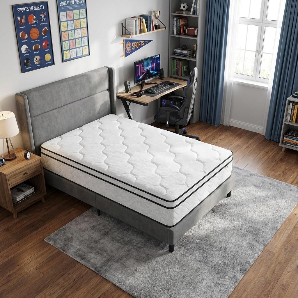 12 Inch Twin Gel Memory Foam Medium Chevron Hybrid Mattress