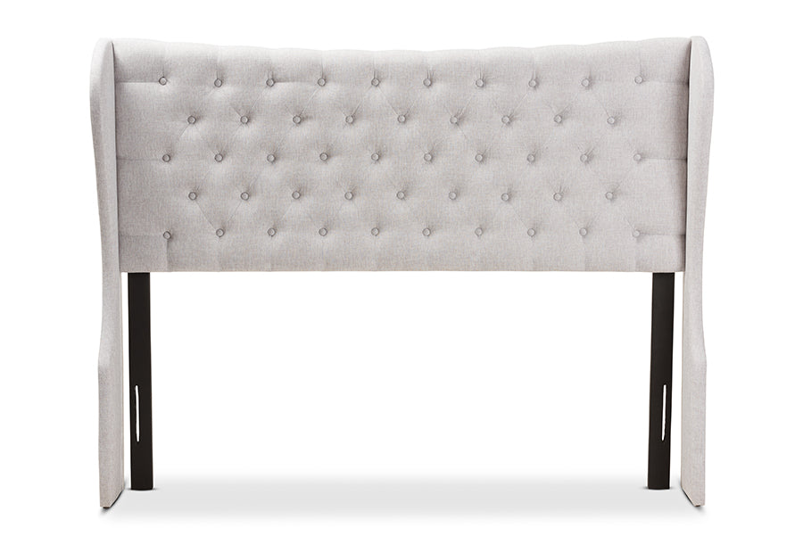 Baxton Studio Cadence Modern and Contemporary Greyish Beige Fabric Button-Tufted King Size Winged Headboard