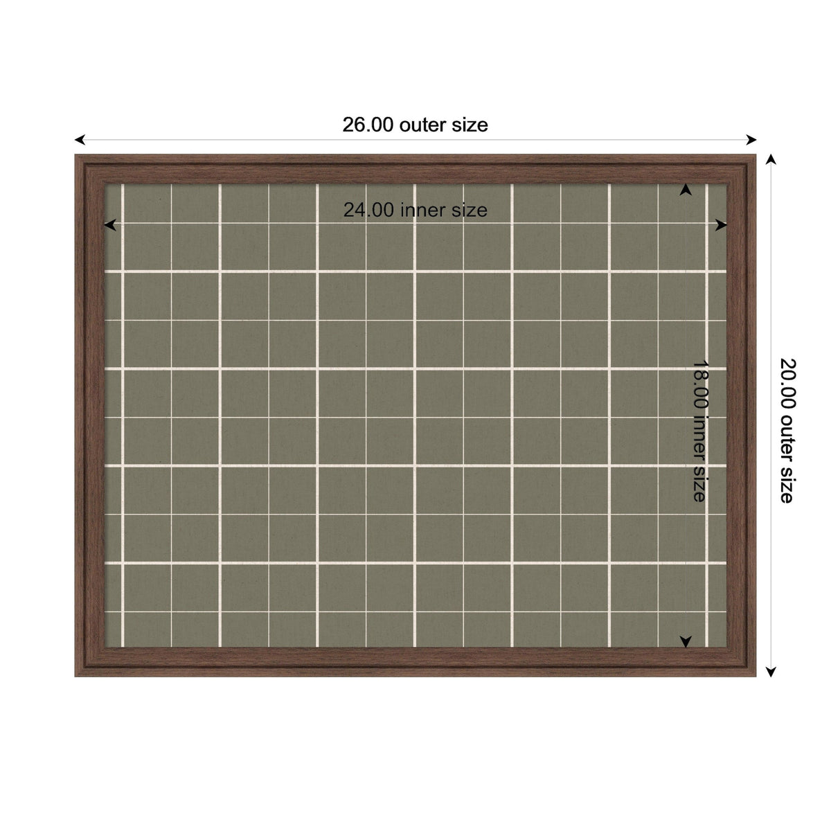 Framed Fabric Pinboard Sage Green Plaid Wall Organization