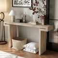 60 Inch Natural Wood Pedestal Console Table