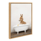 Sylvie Baby Donkey in Rustic Bath Framed Canvas by Amy Peterson Art Studio