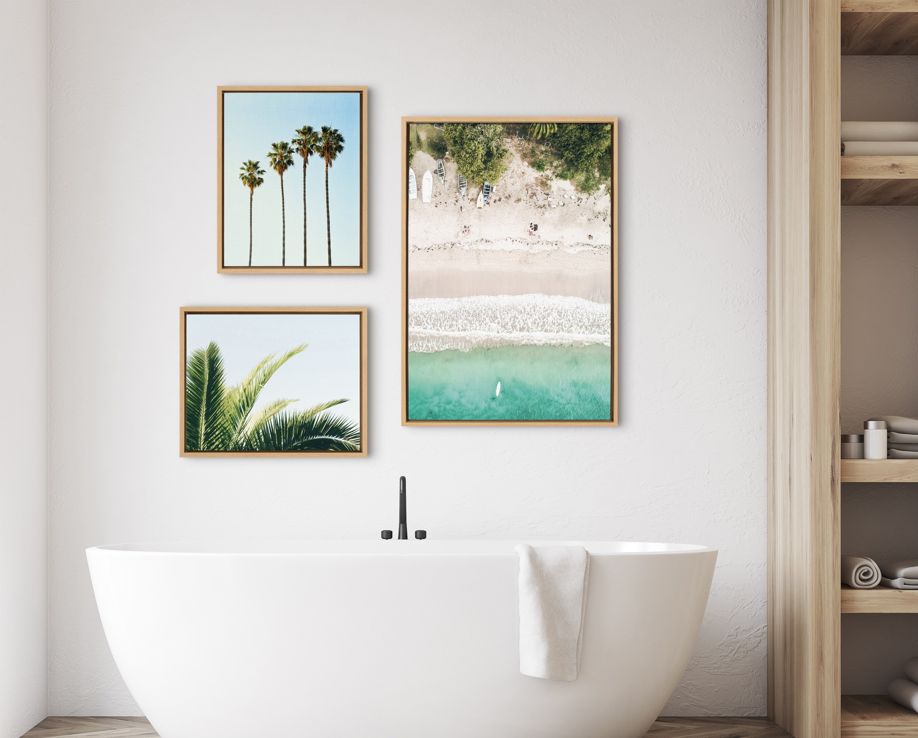 Sylvie Tropical Beach Framed Canvas Set