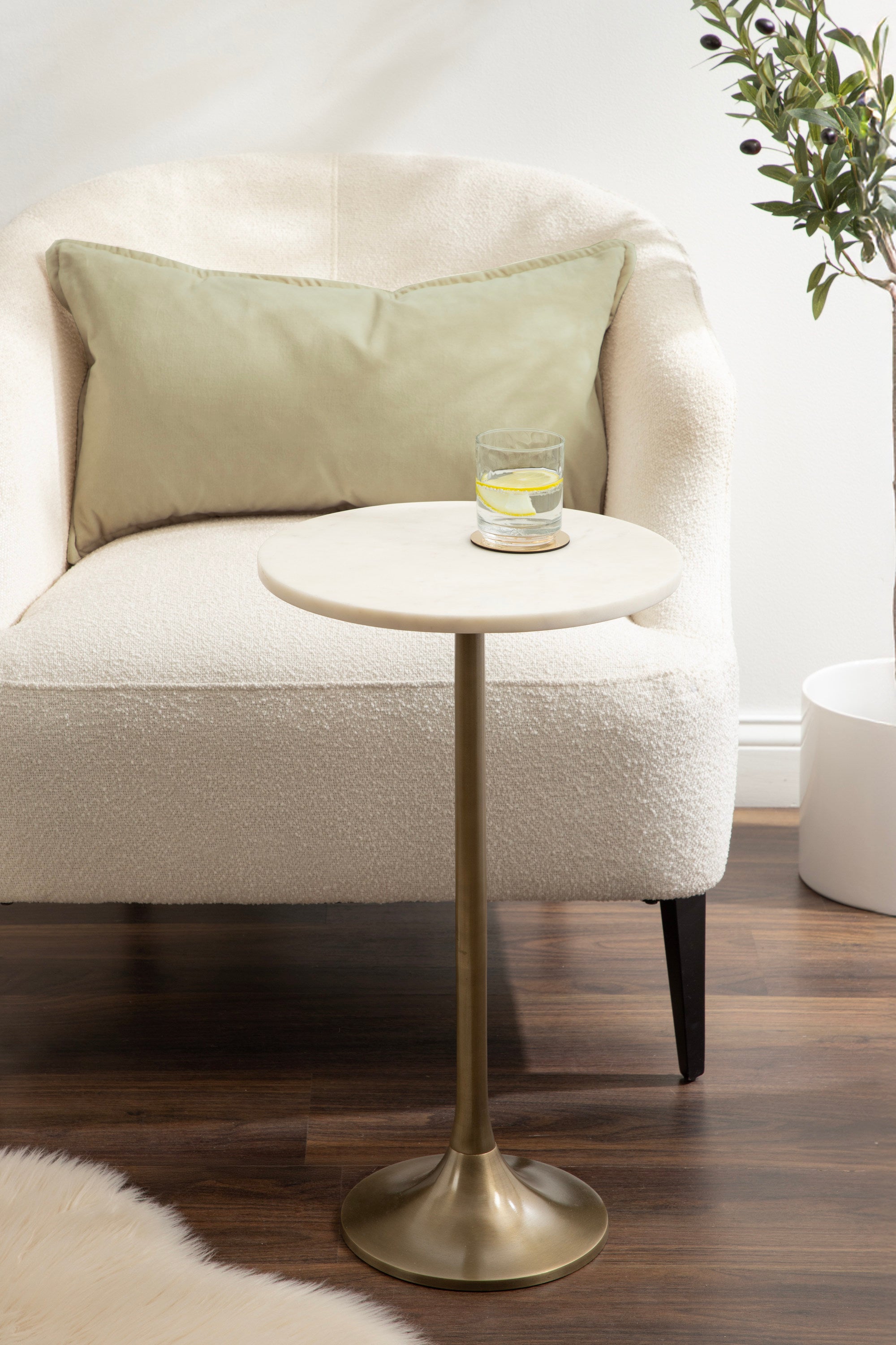 Baronet Round Marble and Metal Table