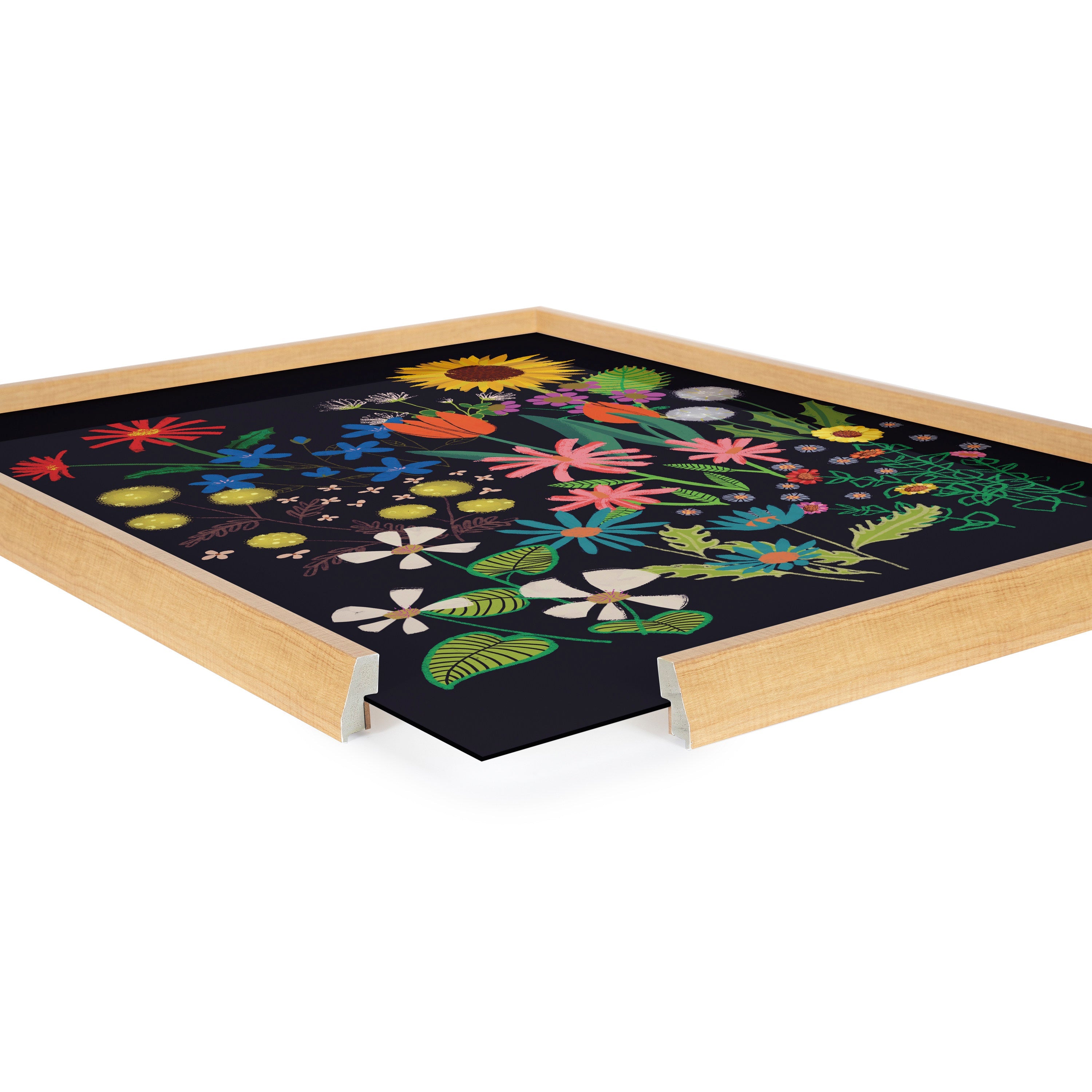 Blake Dark Flora Framed Printed Glass by Hannah Beisang