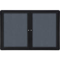 Ghent 2-door Ovation Enclosed Fabric Tackboard - 34 Height x 47 Width - Gray Fabric Surface - Shatter Resistant, Locking Door, M