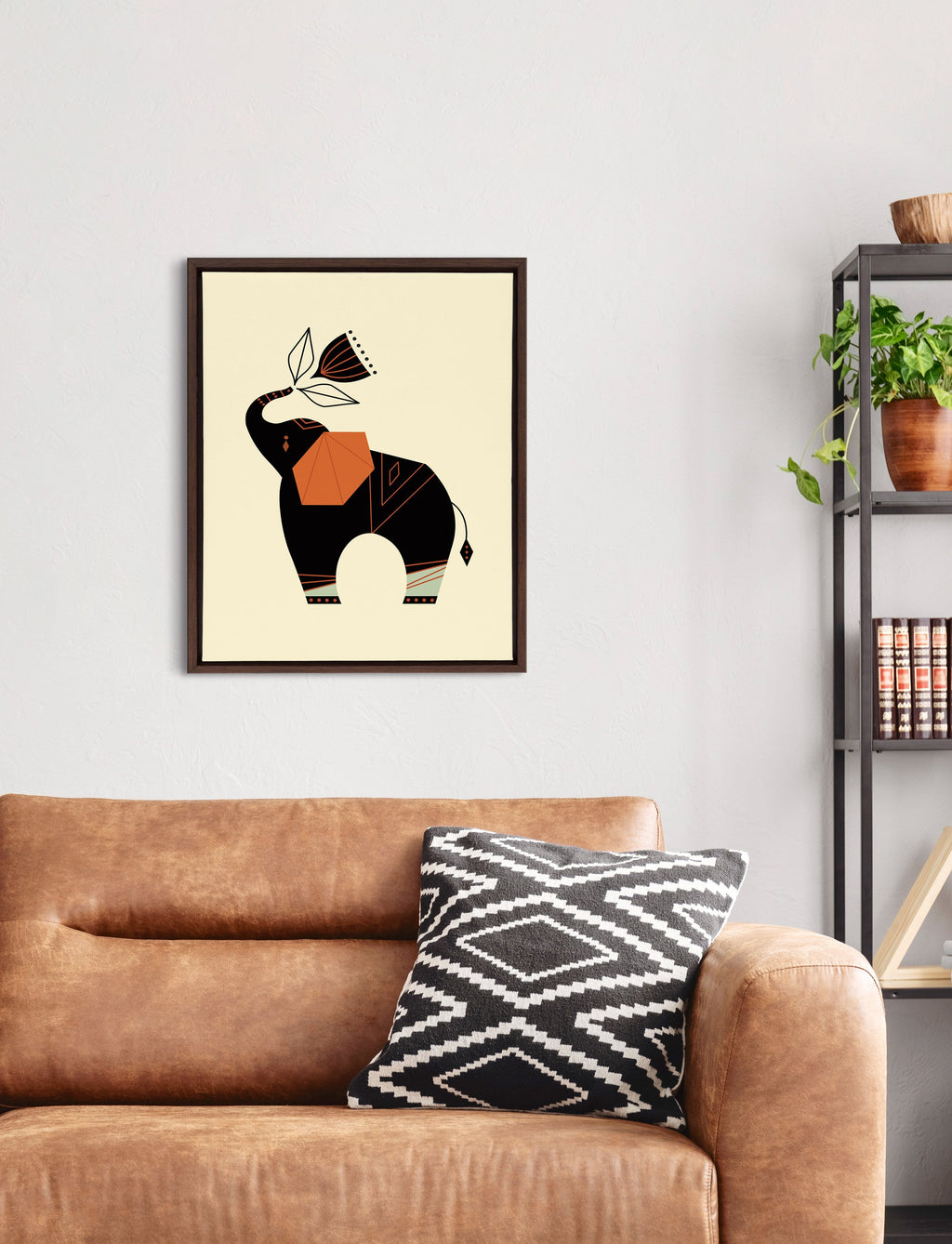 Sylvie Modern Elephant Framed Canvas by Amber Leaders Designs