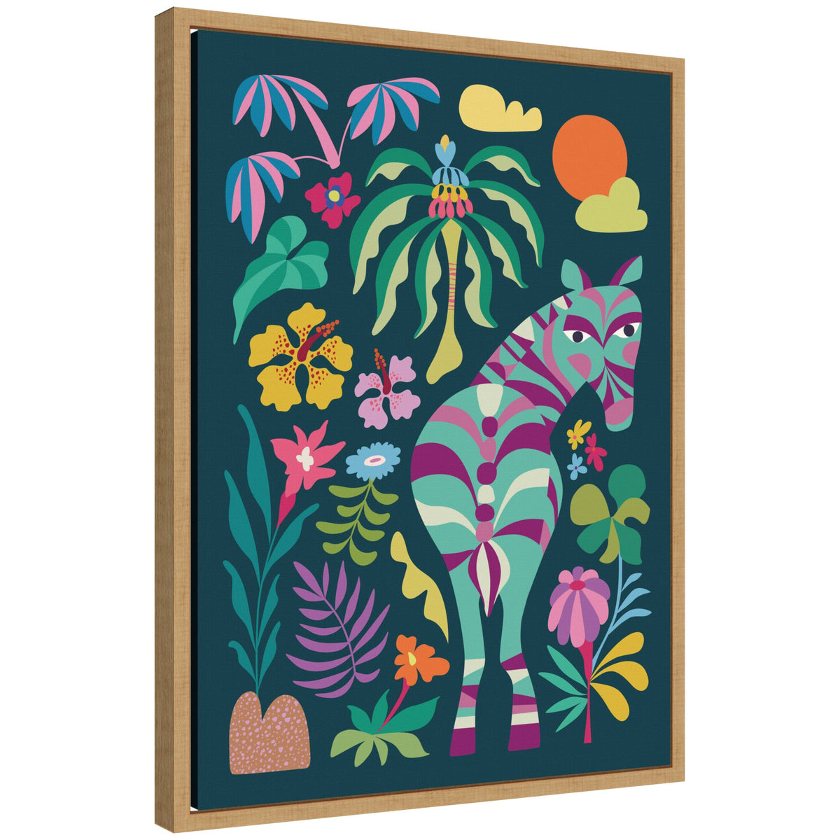 Sylvie Wildlife Safari Zebra Framed Canvas by Rachel Lee