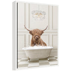 Sylvie Highland Cow in Lux Bathtub Framed Canvas by Amy Peterson