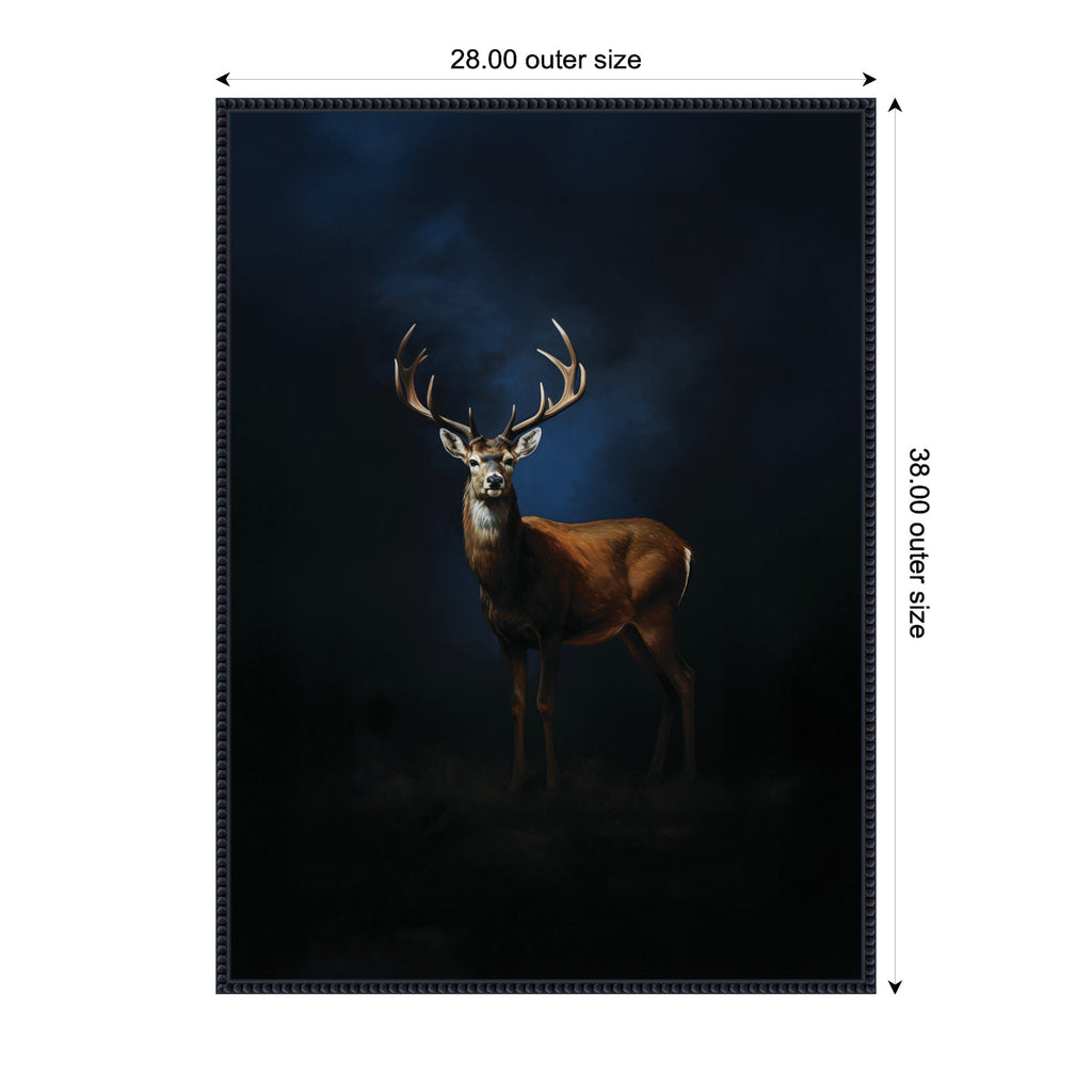 Cobalt Night Sky Deer by The Creative Bunch Studio Framed Canvas Wall Art Print