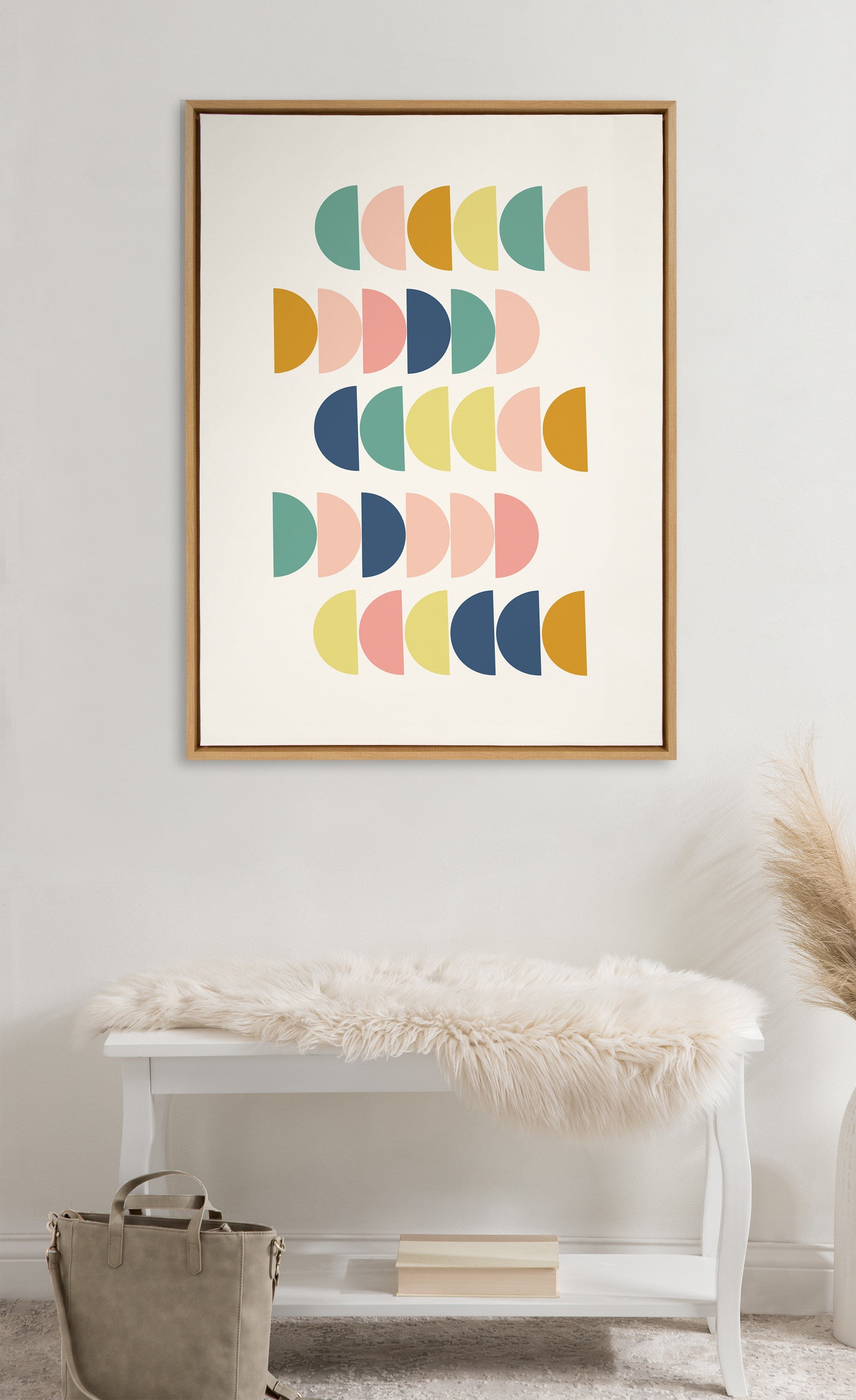 Sylvie Simple Shapes in Soft Colors Framed Canvas by Apricot and Birch