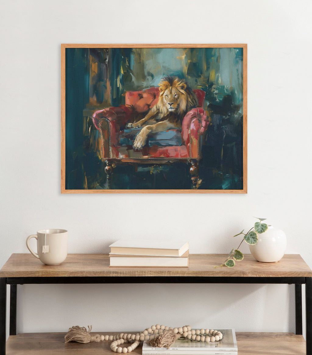 Gallery Lion Portrait in Rich Jewel Tones Print by The Creative Bunch Studio