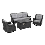 Lassen 4-Piece Firepit Set with Swivel Rocking Chairs
