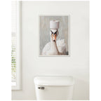 Sylvie Toilet Paper Roll on White Swans Head Bathroom Art Framed Canvas by The Creative Bunch Studio