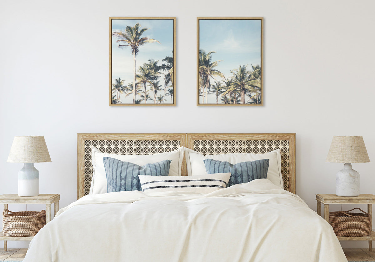 Sylvie Coastal Coconut Palm Tree Beach Framed Canvas Set by The Creative Bunch Studio