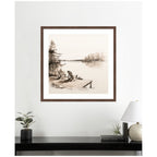 Abstract Sketch Of Adirondack Chairs On A Dock by The Creative Bunch Studio Framed Wall Art Print