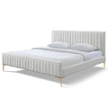 Julia Upholstered Modern Fabric King Platform Bed in White Boucle