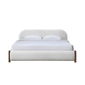 Valencia Upholstered Platform King Bed in White Cream Boucle Fabric
