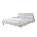 Henry Wood and Fabric Upholstered King Platform Bed in Beige