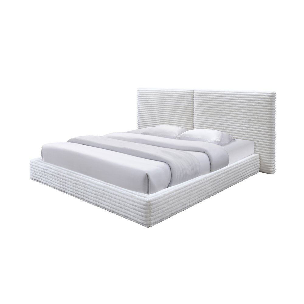 Lucia Fabric Upholstered Platform King Bed in White