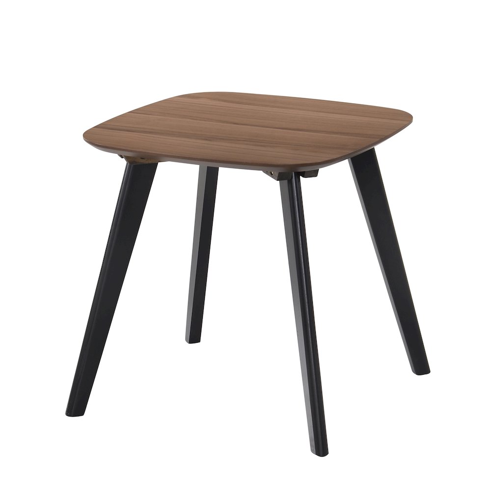 Dana Solid Wood End Table with Powder Coated Black Legs in Walnut