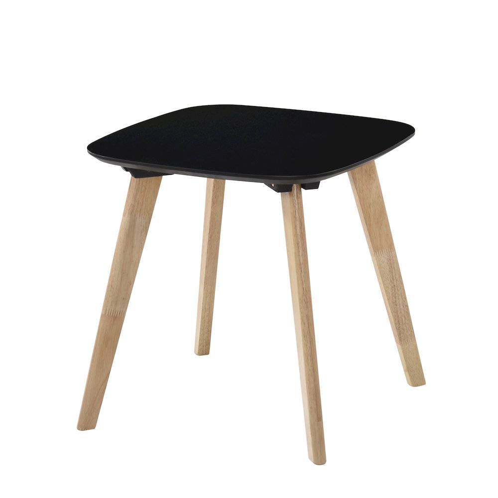 Dana Solid Wood End Table with Natural Oak Stain Legs in Black