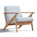 Zola Solid Wood and Fabric Accent Armchair in Oak and Light Blue