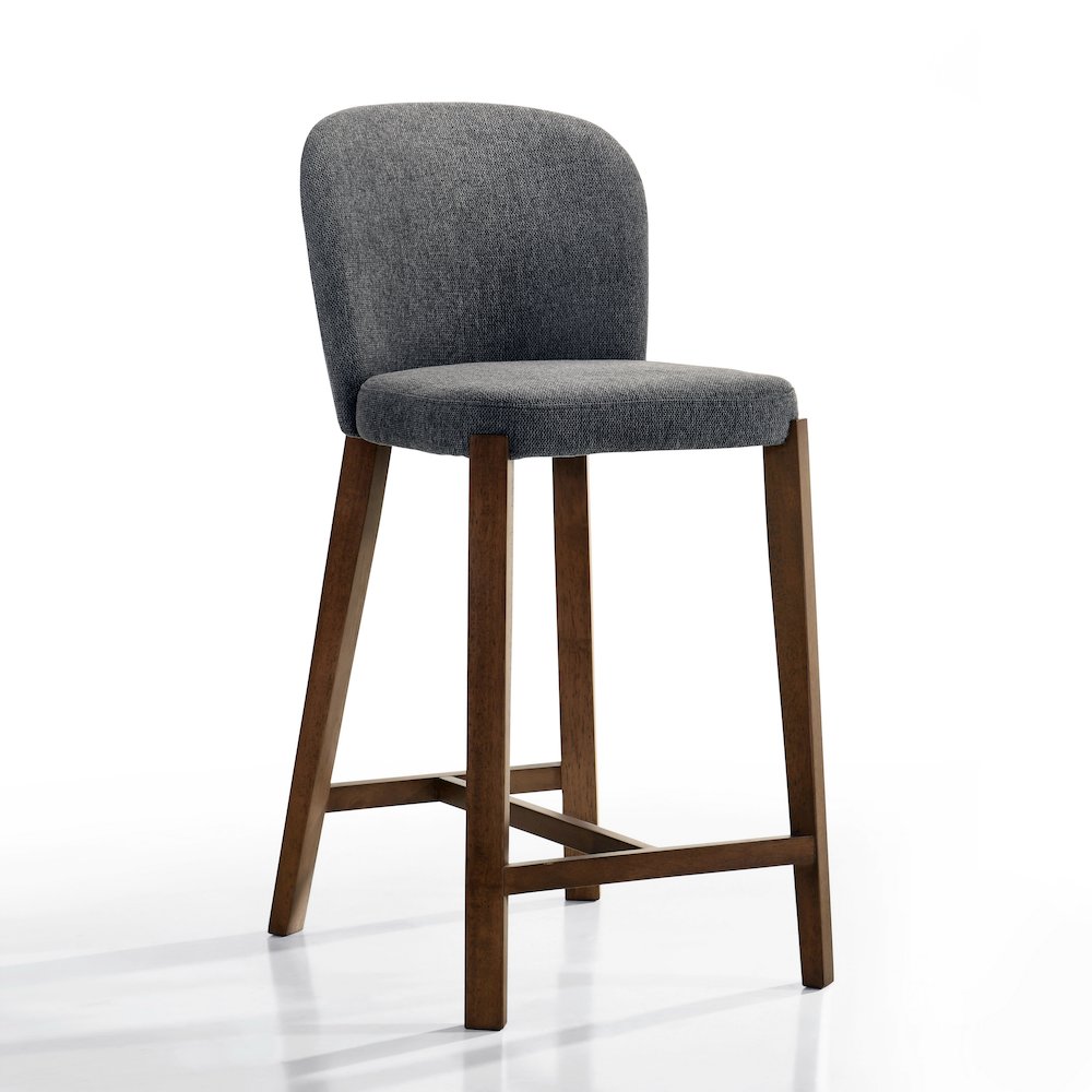 Larsen 26 Solid Wood and Fabric Counter Stool in Gray