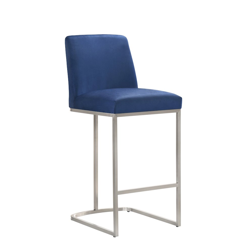 Sydney 26 Stainless Steel and Velvet Counter Stool in Blue