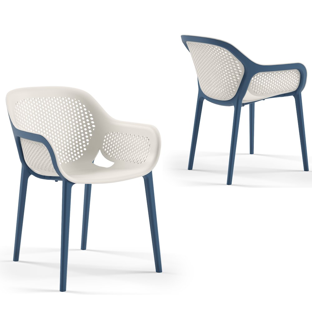 Atra Resin Patio Dining Chair in Blue and Cool Gray - (Set of 2)