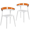 Mia Resin Patio Dining Chair in White and Orange - (Set of 2)