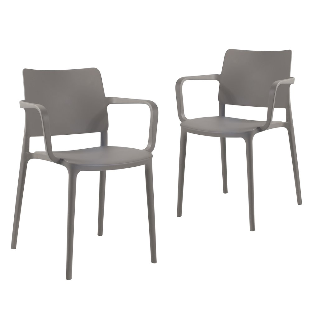 Cleo Arm Resin Patio Dining Chair in Taupe - (Set of 2)