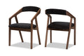 Baxton Studio Wendy Mid-Century Modern Black Fabric and Walnut Medium Brown Wood Finishing Dining Set